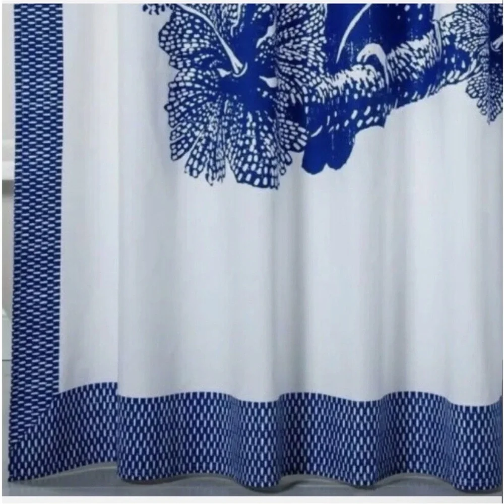OPALHOUSE NWT toucan bird shower curtain -white/blue